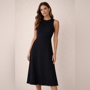 Theory Size 10 Wool Sleeveless Vaille Dress - Black